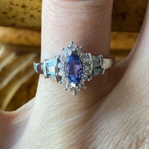 Natural Tanzanite Sterling Silver Ring Size 6